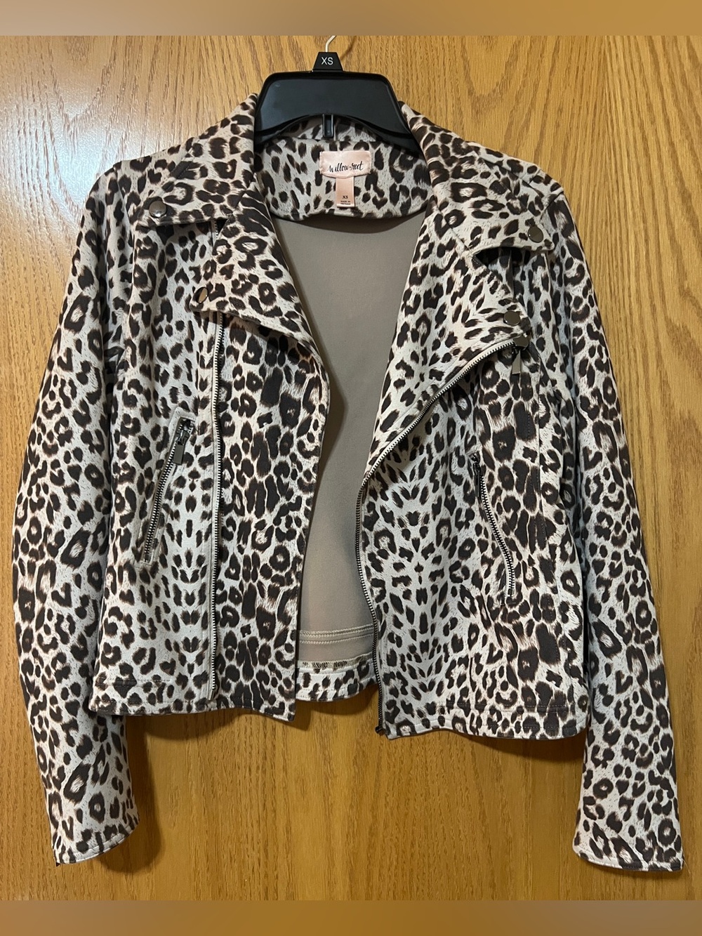 Willow & Root Leopard Print Moto Jacket XS